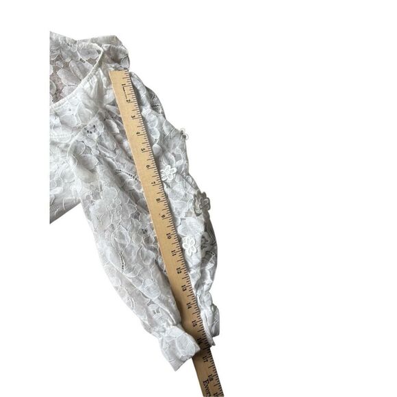 For Love & Lemons Loretta Crop Top Blouse size S White Lace Ruffle Floral - Picture 8 of 10